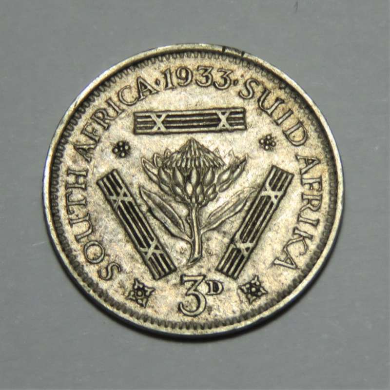 1933 SA Union 3d tickey EF