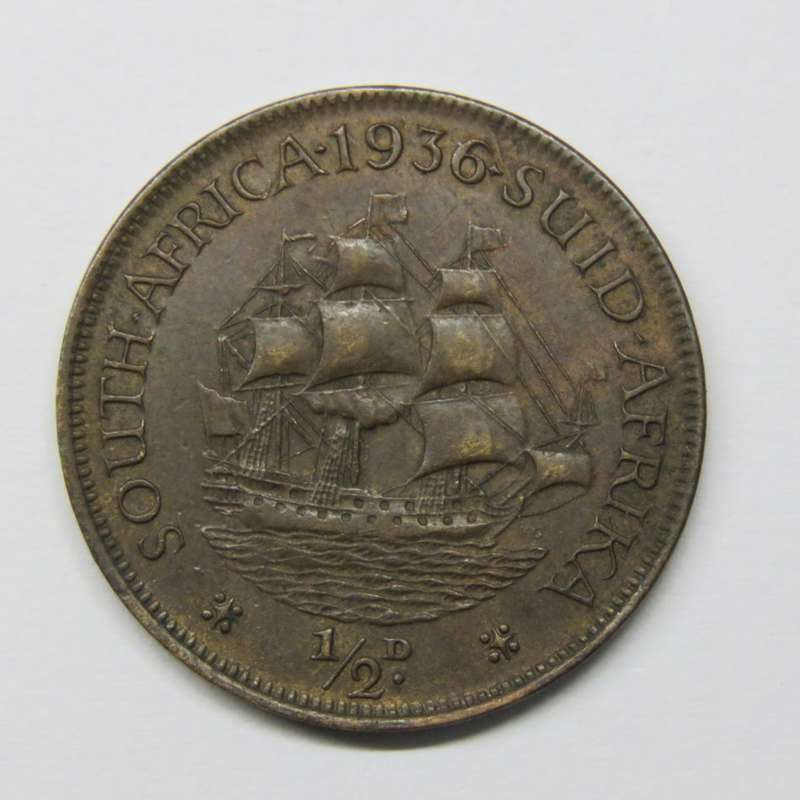 1936 South Africa half penny AU