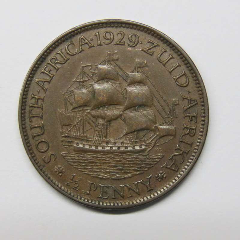 1929 South Africa half penny AU
