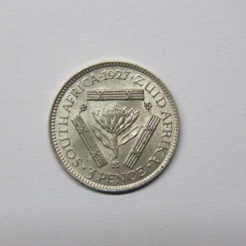 1927 South Africa three pence UNC
