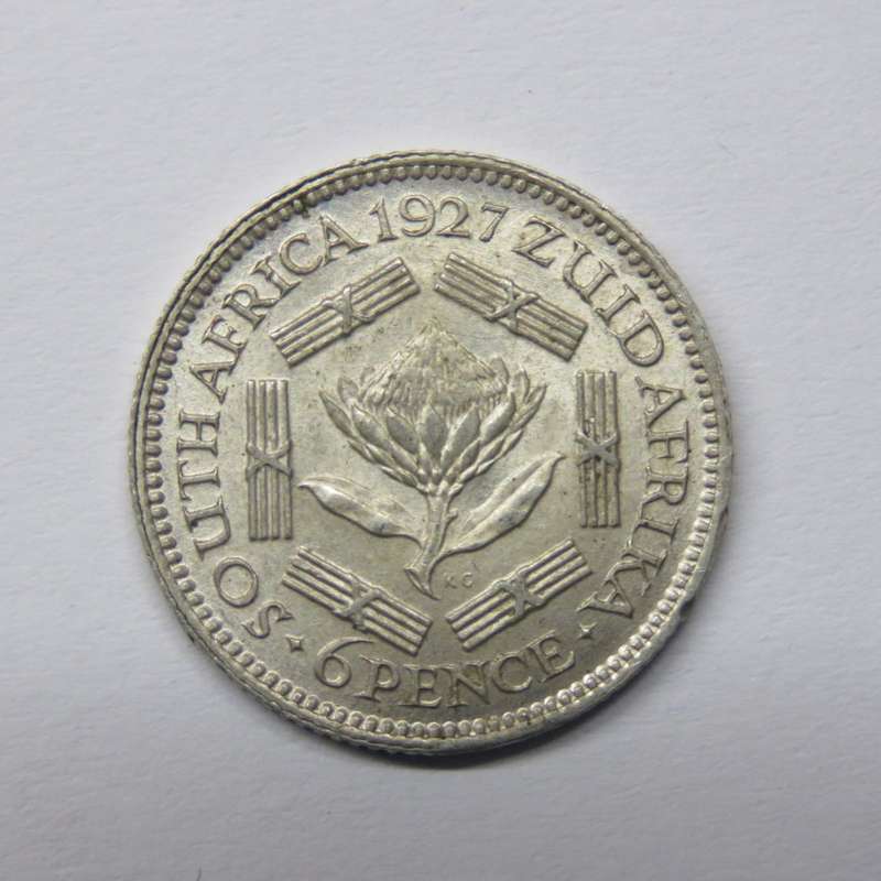 1927 South africa sixpence - AU+ / UNC