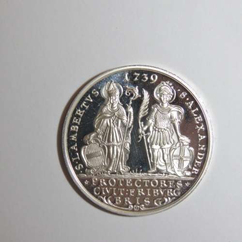 German 1739 City of Freiburg Commemorative 1980 proof silver medallion