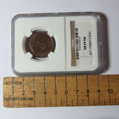 1926 SA Union half penny graded MS 64 BN by NGC