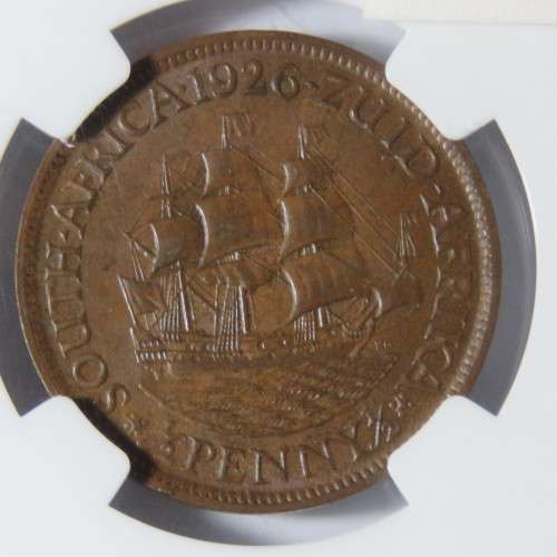 1926 SA Union half penny graded MS 64 BN by NGC