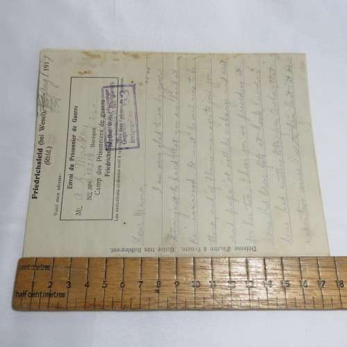 WW1 - POW letter with envelope from AG Mackay to Mrs Mackay - August 1917