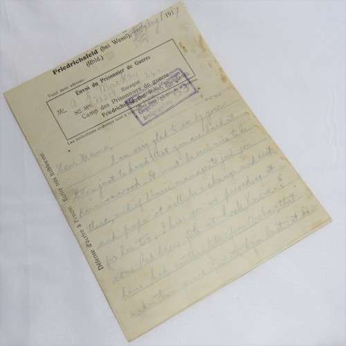 WW1 - POW letter with envelope from AG Mackay to Mrs Mackay - August 1917