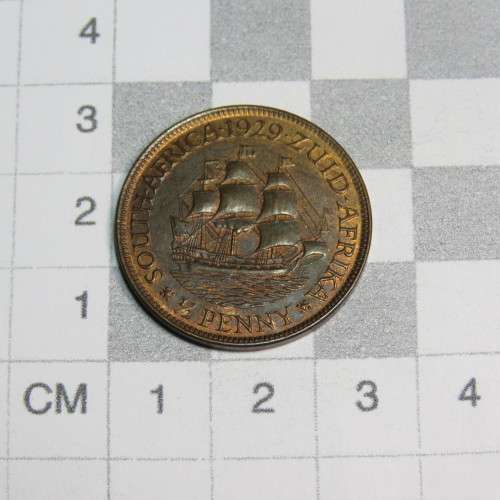 1929 South Africa Union 1/2 Penny - UNC
