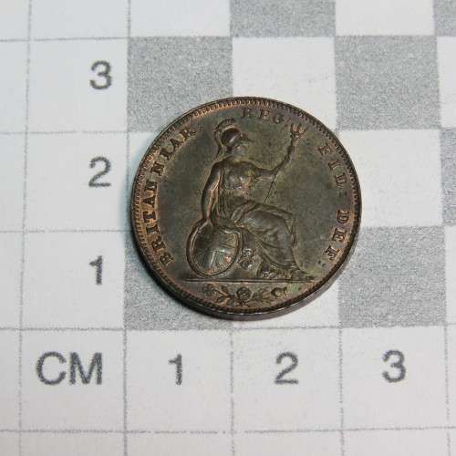 1853 Great Britain farthing - Initials Raised - UNC