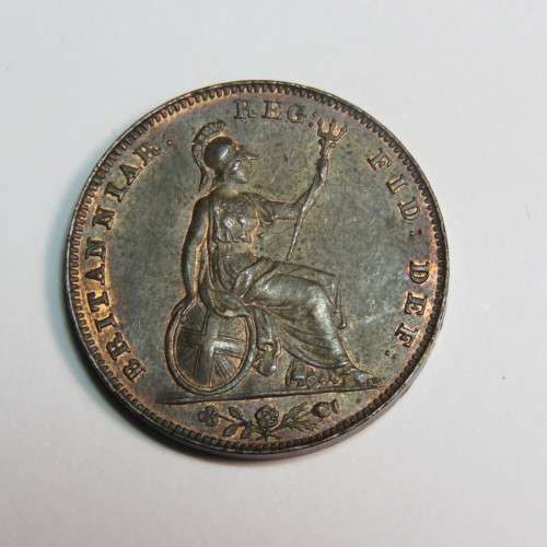 1853 Great Britain farthing - Initials Raised - UNC