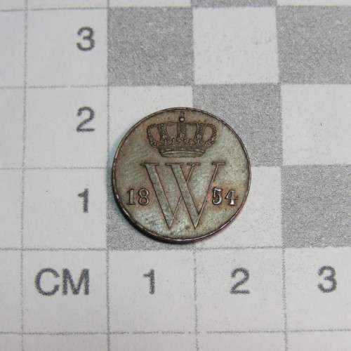 1854 Netherlands copper 1/2 cent - AU
