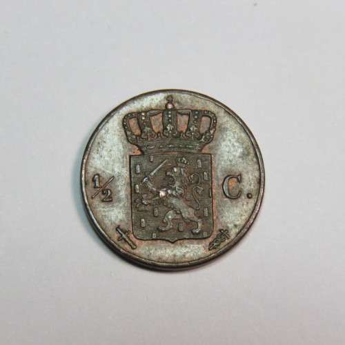 1854 Netherlands copper 1/2 cent - AU