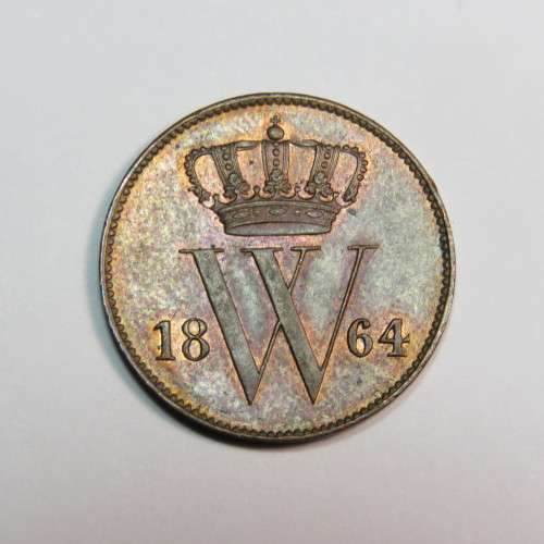 1864 Netherlands copper 1 cent - UNC