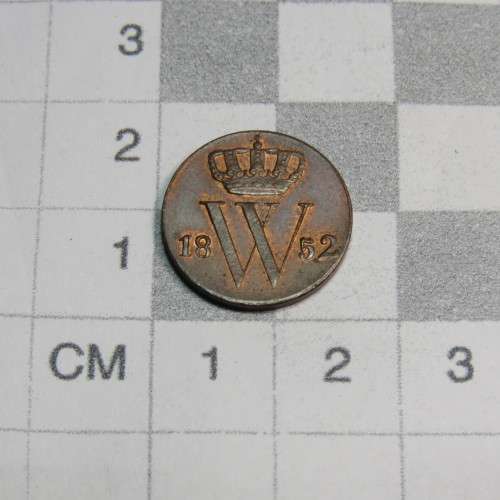 1852 Netherlands copper 1/2 cent - UNC