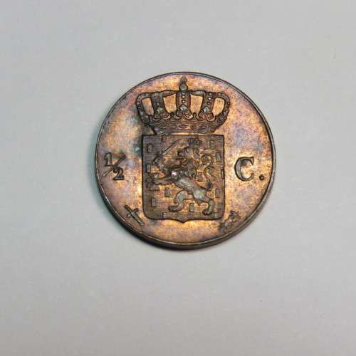 1861 Netherlands copper 1/2 cent - UNC