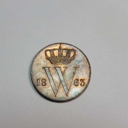 1863 Netherlands copper 1/2 cent - UNC