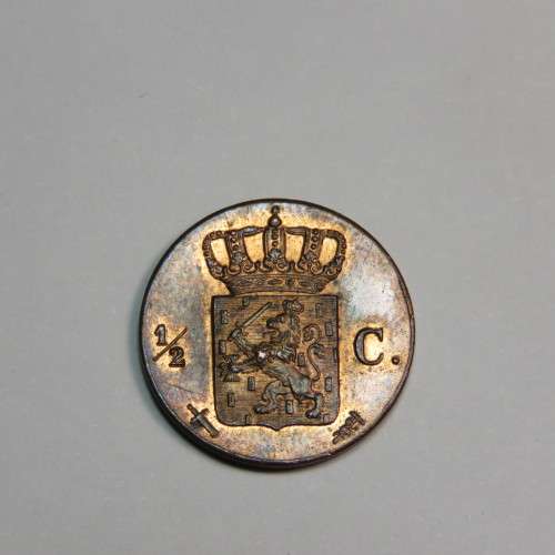 1863 Netherlands copper 1/2 cent - UNC