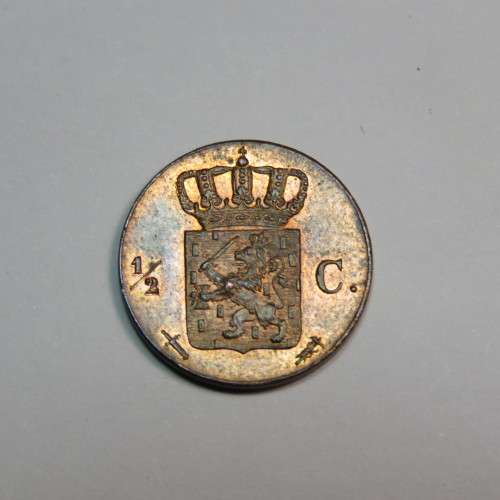 1857 Netherlands copper 1/2 cent - UNC