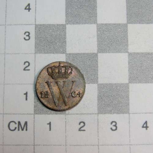 1864 Netherlands copper 1/2 cent - UNC