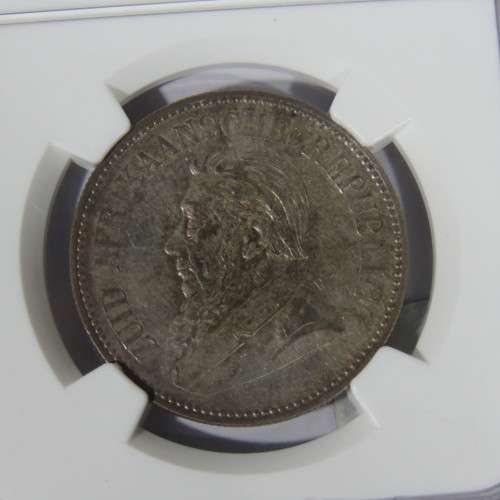 1896 ZAR Kruger half crown graded AU 50 by NGC - mint lustre remaining
