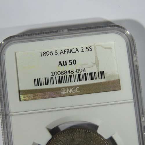 1896 ZAR Kruger half crown graded AU 50 by NGC - mint lustre remaining