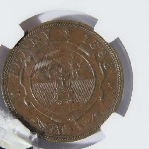 1898 ZAR Kruger penny graded AU 55 BN by NGC