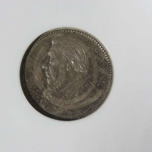 1897 ZAR Kruger 6d sixpence graded AU 58 by NGC