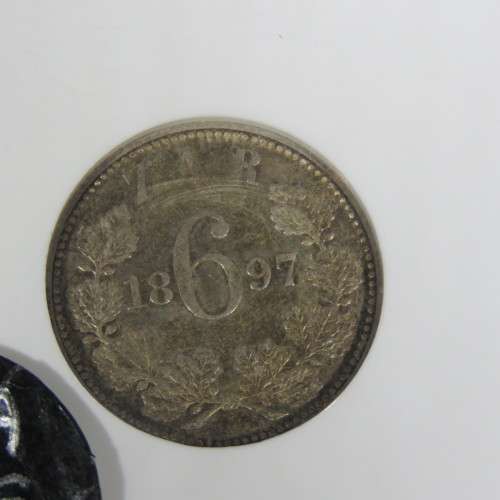 1897 ZAR Kruger 6d sixpence graded AU 58 by NGC