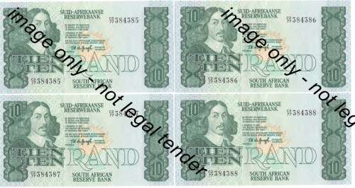 TW de Jongh 4th Issue - Lot of 20 consecutive numbered R10 notes uncirculated C2 / 77
