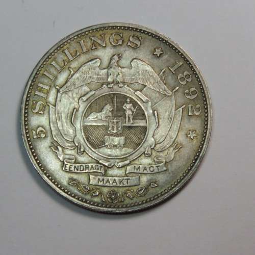 1892 ZAR Kruger 5 shilling single shaft crown - XF AU