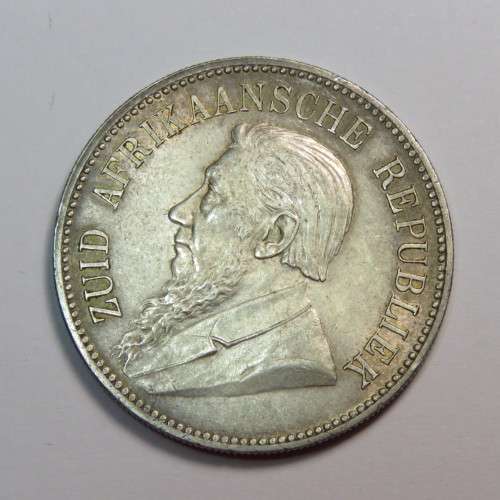 1892 ZAR Kruger 5 shilling single shaft crown - XF AU