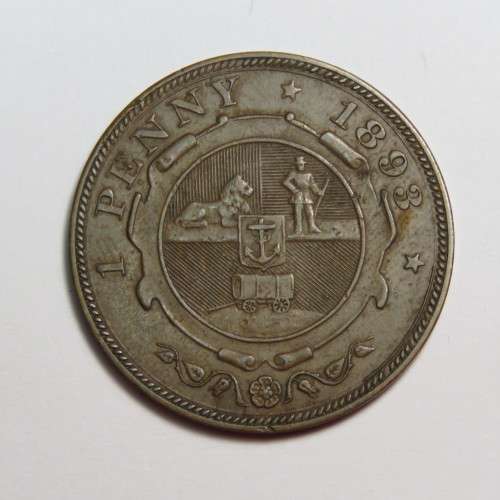 1893 ZAR Kruger penny XF+ - very small rim nick