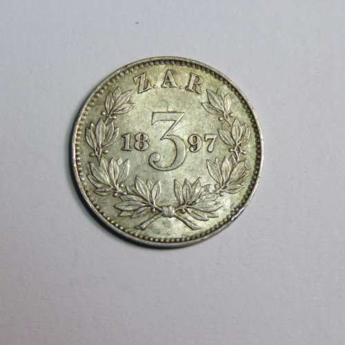 1897 ZAR Kruger 3d tickey AU