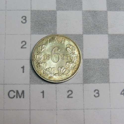 1897 ZAR Kruger 6d sixpence UNC with Lustre