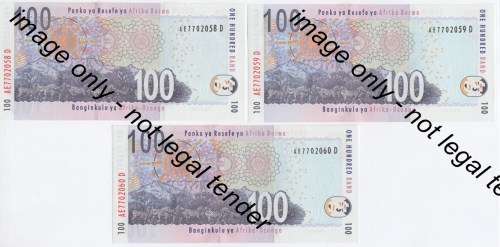 Mboweni Error notes set of 3 - Uncirculated Consecutive numbers