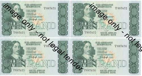 TW de Jongh 4th Issue - Lot of 20 consecutive number R10 notes C3/6 - UNCIRCULATED