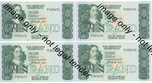TW de Jongh 4th Issue - Lot of 20 consecutive number R10 notes C3/6 - UNCIRCULATED
