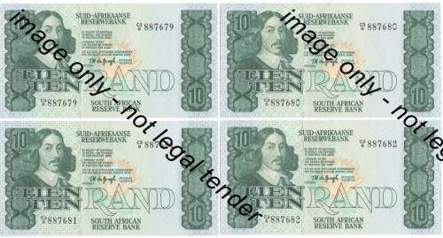 TW de Jongh 4th Issue - Lot of 20 consecutive number R10 notes C3/6 - UNCIRCULATED