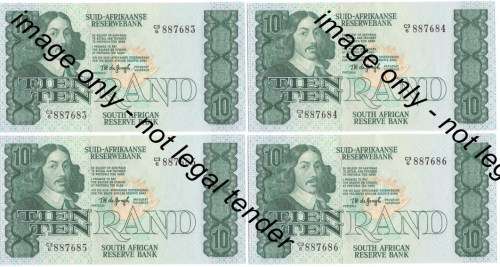 TW de Jongh 4th Issue - Lot of 20 consecutive number R10 notes C3/6 - UNCIRCULATED