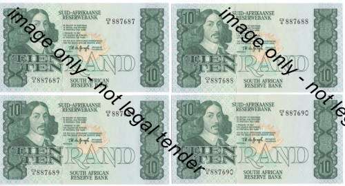 TW de Jongh 4th Issue - Lot of 20 consecutive number R10 notes C3/6 - UNCIRCULATED