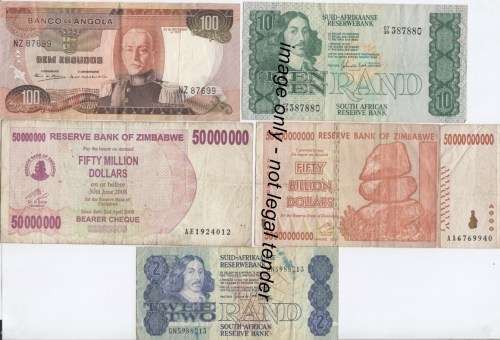 Lot of 10 Africa banknotes