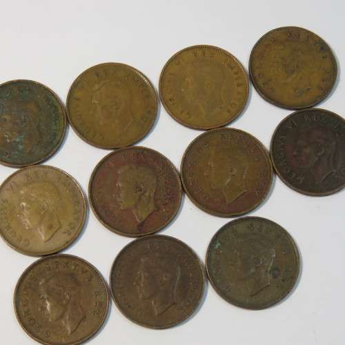 Set George 6 farthings dated 1942 to 1952 - Total of 11 farthings