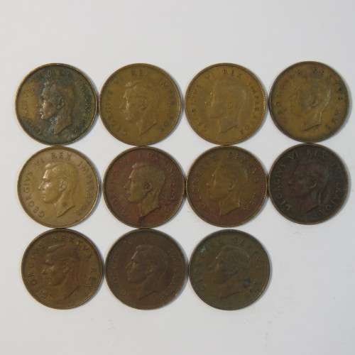 Set George 6 farthings dated 1942 to 1952 - Total of 11 farthings