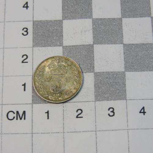 1918 Great Britain 3pence - XF+ with die crack on George`s head