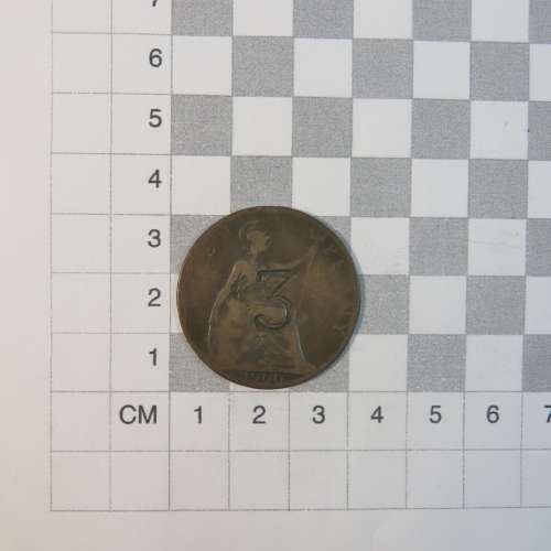 Tool check made from 1900 British Penny and stamped 3