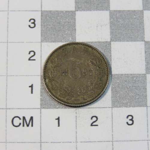 1897 ZAR Kruger sixpence - Small hole observe