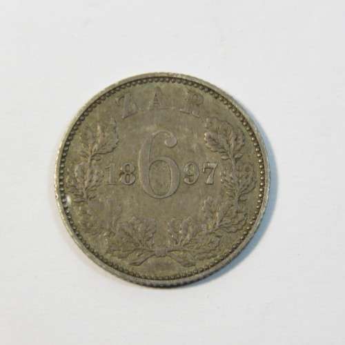 1897 ZAR Kruger sixpence - Small hole observe