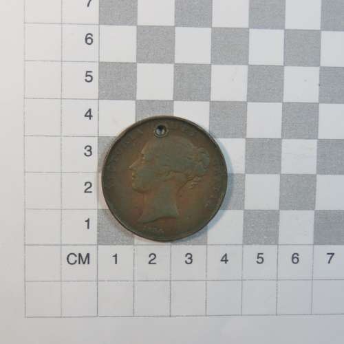 1854 Great Britain penny - Holed