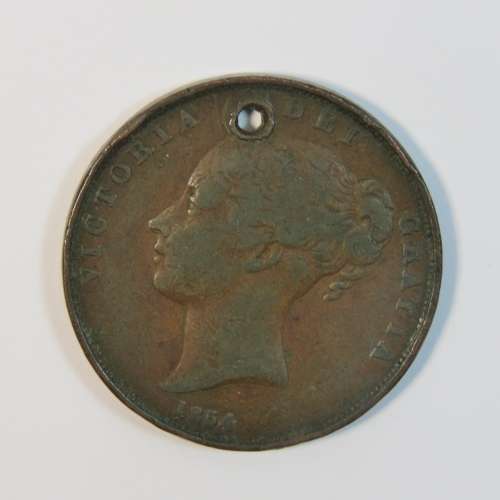 1854 Great Britain penny - Holed