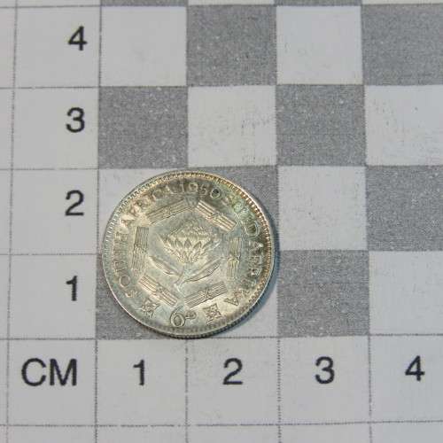 1950 SA Union silver sixpence - Almost uncirculated