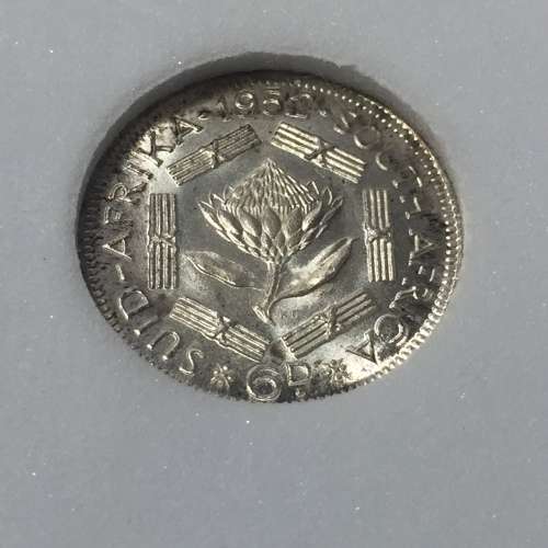 1952 South Africa 6 pence graded MS 67 by NNC - rare in MS 67
